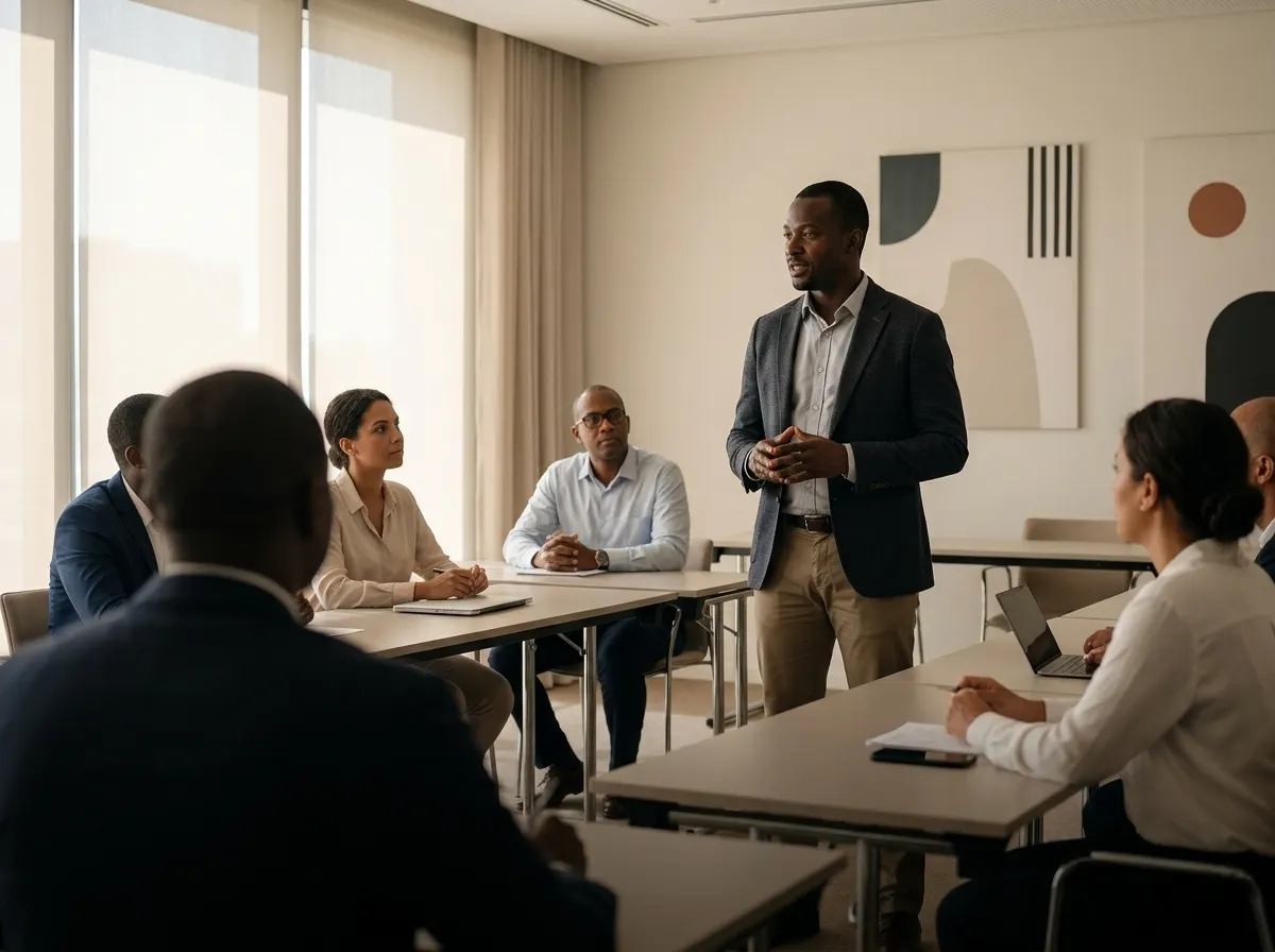 Session de formation en salle avec formateur