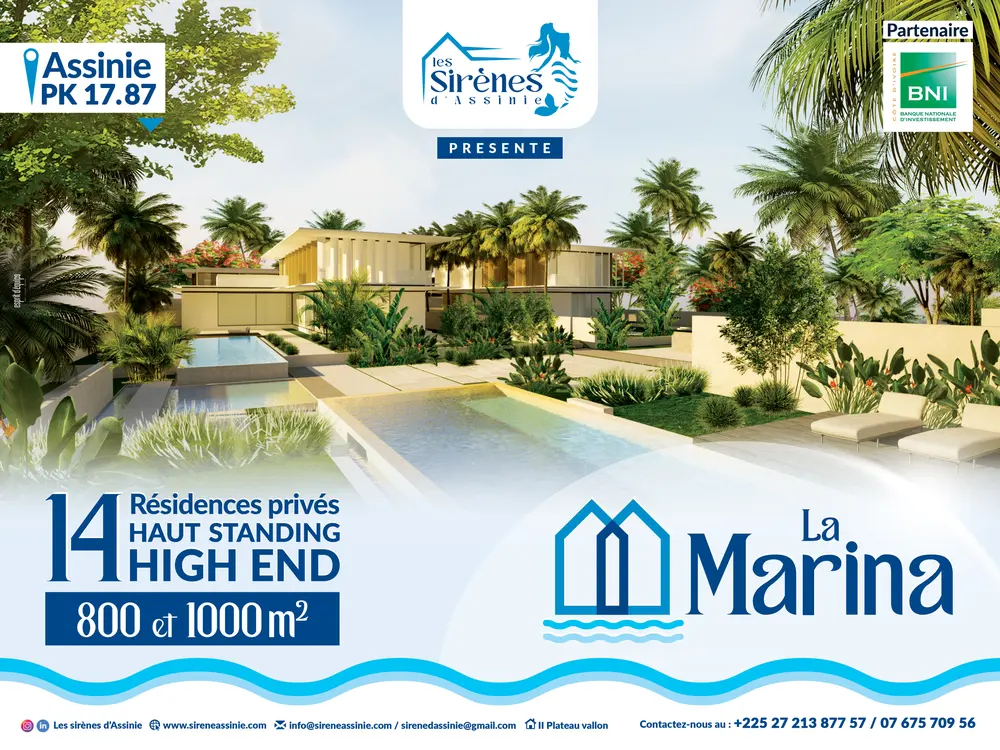 Affiche du programme immobilier La Marina, résidences haut standing à Assinie